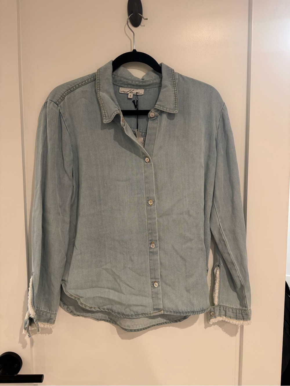 Red Haute Light Wash Denim Button-Down Shirt